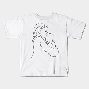 Women Day continuous drawing Line Art Minimalist Kids T-Shirt